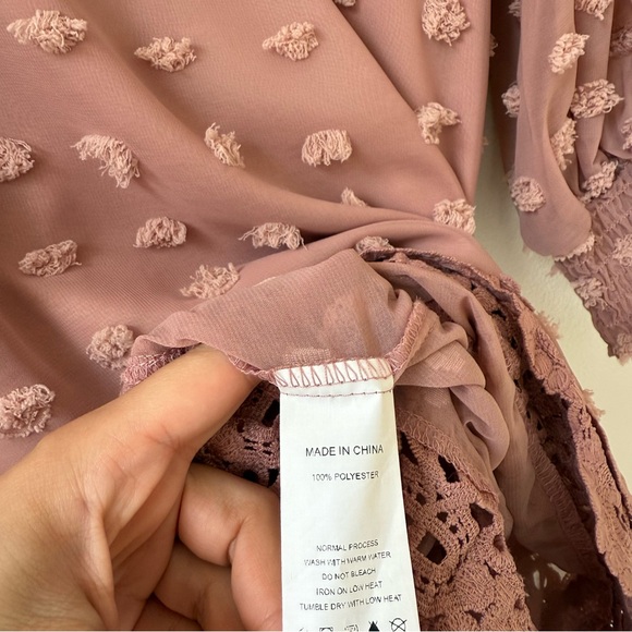 Textured Mauve Pink Dress Sz L - Picture 7 of 8